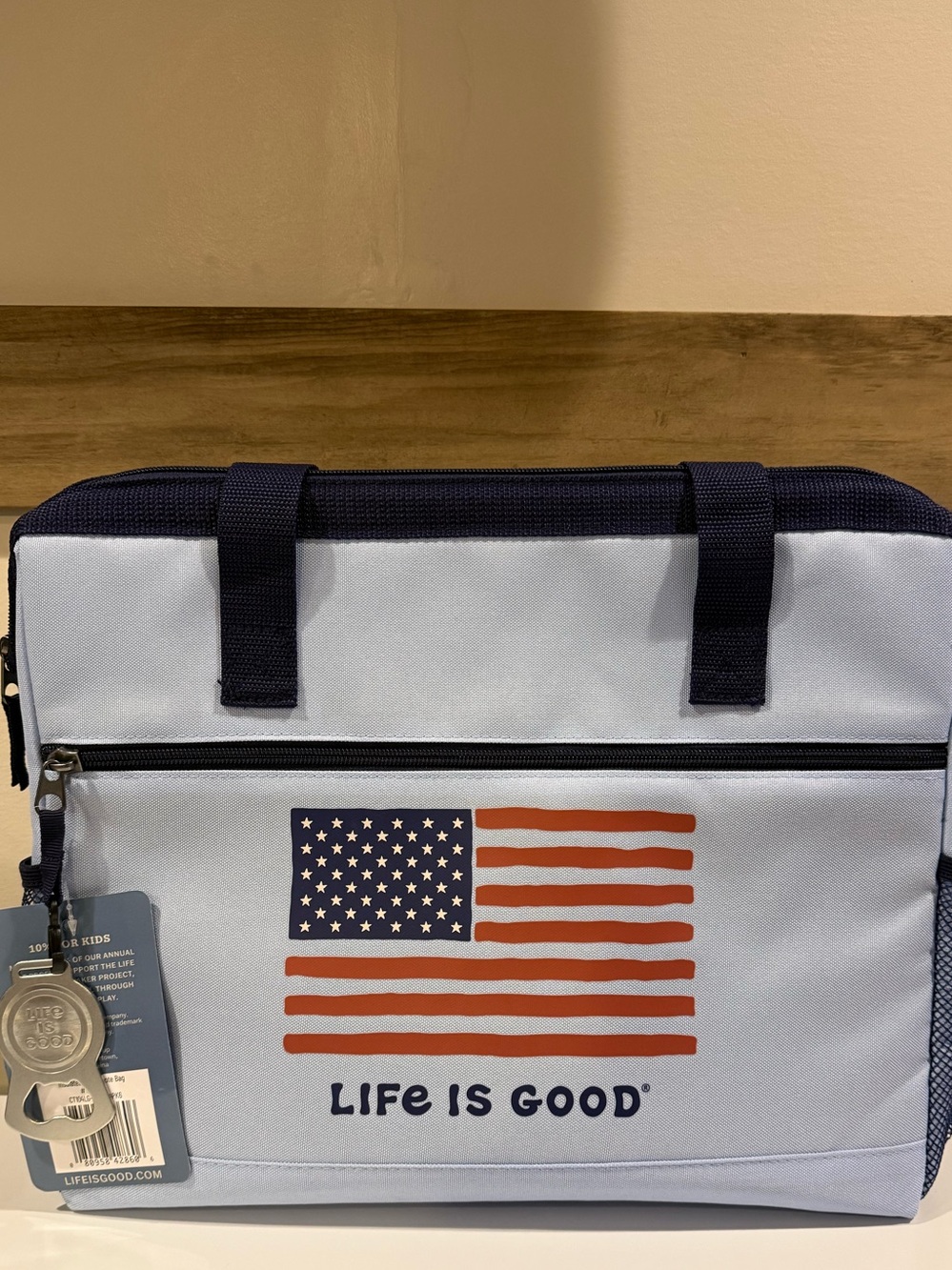 Life is good American flag design soft insulated cooler bag